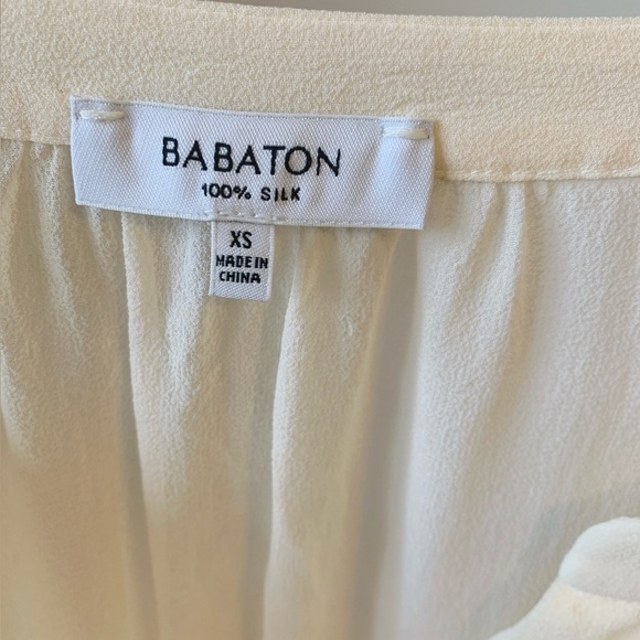 Babaton by Aritzia 100% Silk Ivory Blouse Size XS New - Picture 4 of 6